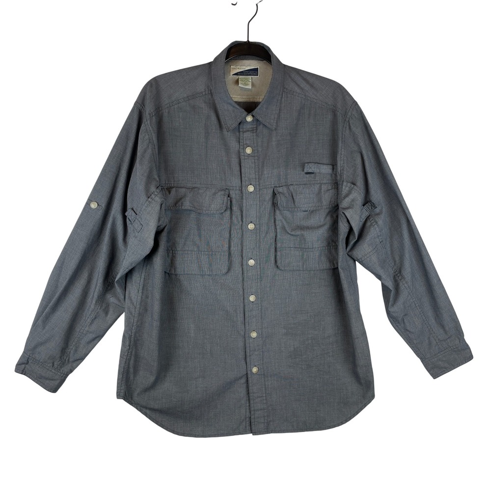 ExOfficio Insect Shield Mens Medium Grey Fishing Hiking Shirt 1101-5007